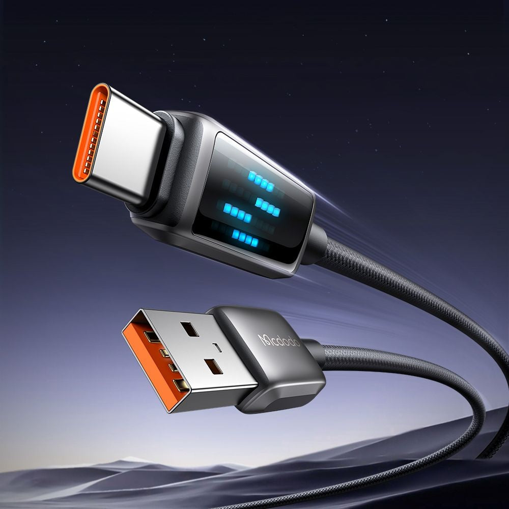 USB-A - USB-C McDodo CA-2350 Display -data- ja latauskaapeli, 100W, 1.2m, Musta