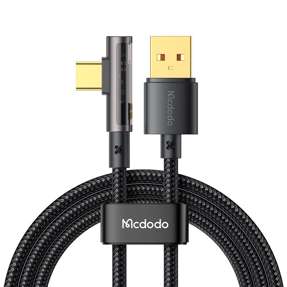 Data- ja latauskaapeli USB-A - USB-C McDodo CA-3380 Angled, 100W, 1.2m, Musta