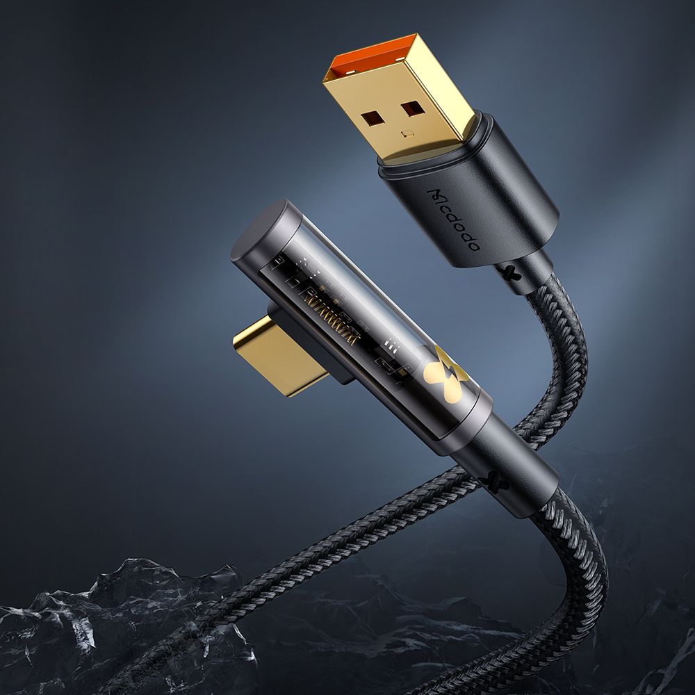 Data- ja latauskaapeli USB-A - USB-C McDodo CA-3380 Angled, 100W, 1.2m, Musta
