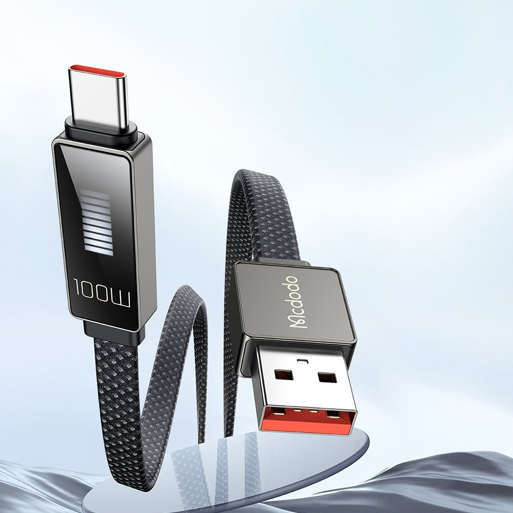 USB-A to USB-C McDodo CA-4980 Rythm Display Data and Charging Cable, 100W, 1.2m, Black