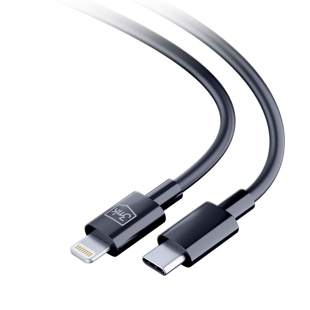 USB-C - Lightning 3MK Hyper -tietojen siirto- ja latauskaapeli, 20W, 1,2 m, valkoinen