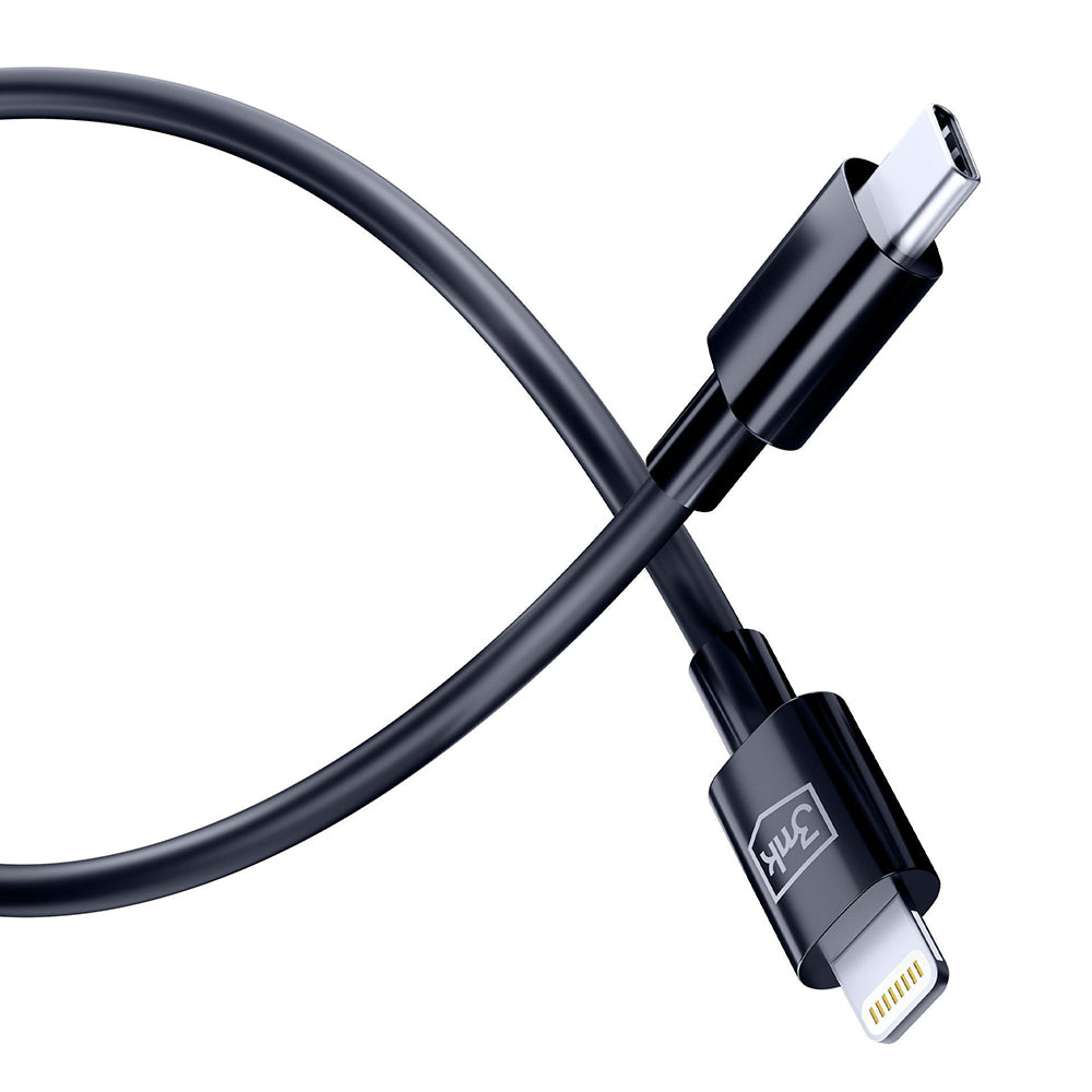 USB-C - Lightning 3MK Hyper -tietojen siirto- ja latauskaapeli, 20W, 1,2 m, valkoinen