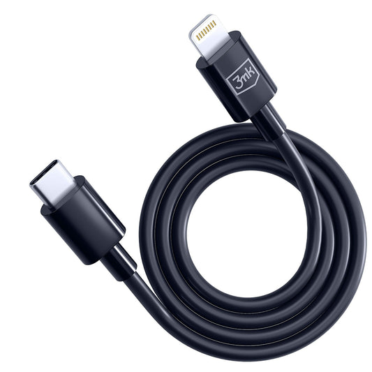 USB-C - Lightning 3MK Hyper -data- ja latauskaapeli, 20W, 1.2m, Musta