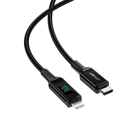USB-C - Lightning Acefast C6-01 Display -data- ja latauskaapeli, 20W, 1.2m, Musta