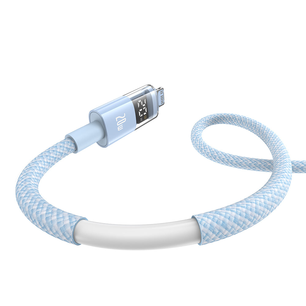 USB-C - Lightning Baseus Display 2 -data- ja latauskaapeli, 20W, 2m, Sininen P10382703311-01