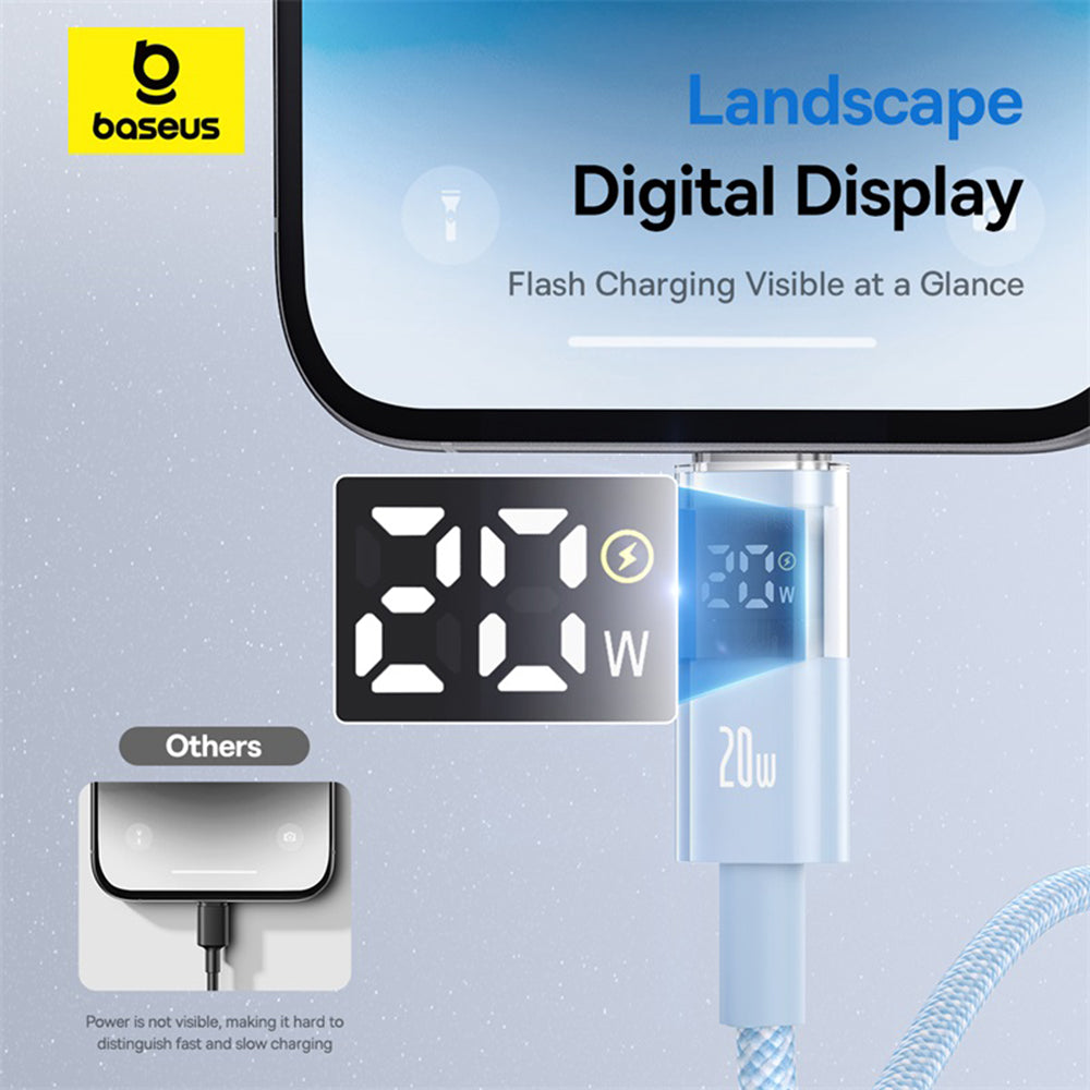 USB-C - Lightning Baseus Display 2 -data- ja latauskaapeli, 20W, 2m, Sininen P10382703311-01