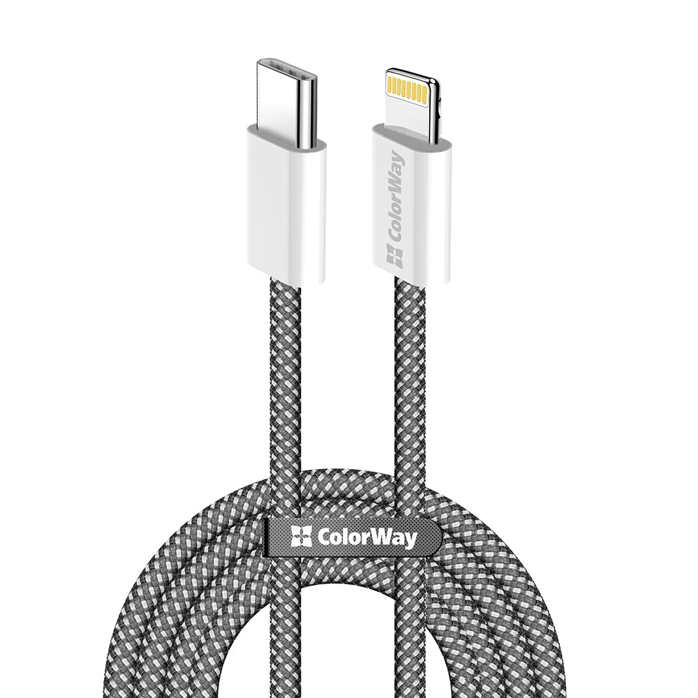 USB-C - Lightning -lataus- ja tiedonsiirtokaapeli ColorWay CW-CBPDCL061, 27W, 1m, Musta