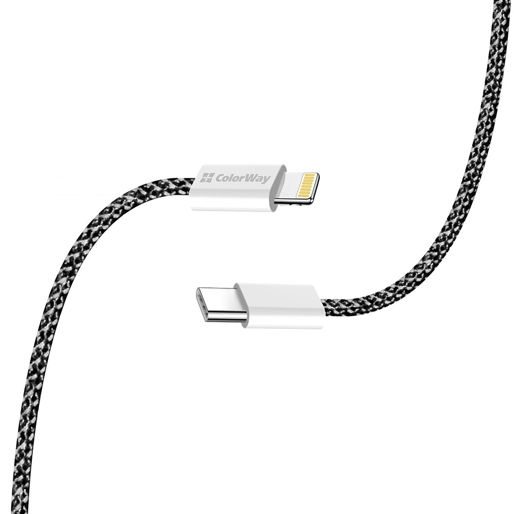 USB-C - Lightning -lataus- ja tiedonsiirtokaapeli ColorWay CW-CBPDCL061, 27W, 1m, Musta