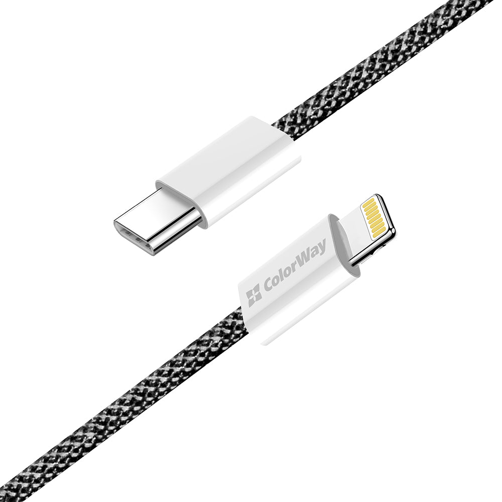 USB-C - Lightning -lataus- ja tiedonsiirtokaapeli ColorWay CW-CBPDCL061, 27W, 1m, Musta