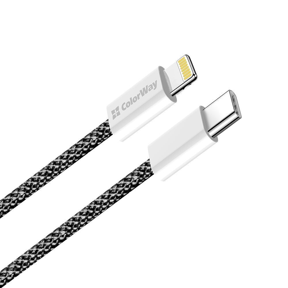 USB-C - Lightning -lataus- ja tiedonsiirtokaapeli ColorWay CW-CBPDCL061, 27W, 1m, Musta