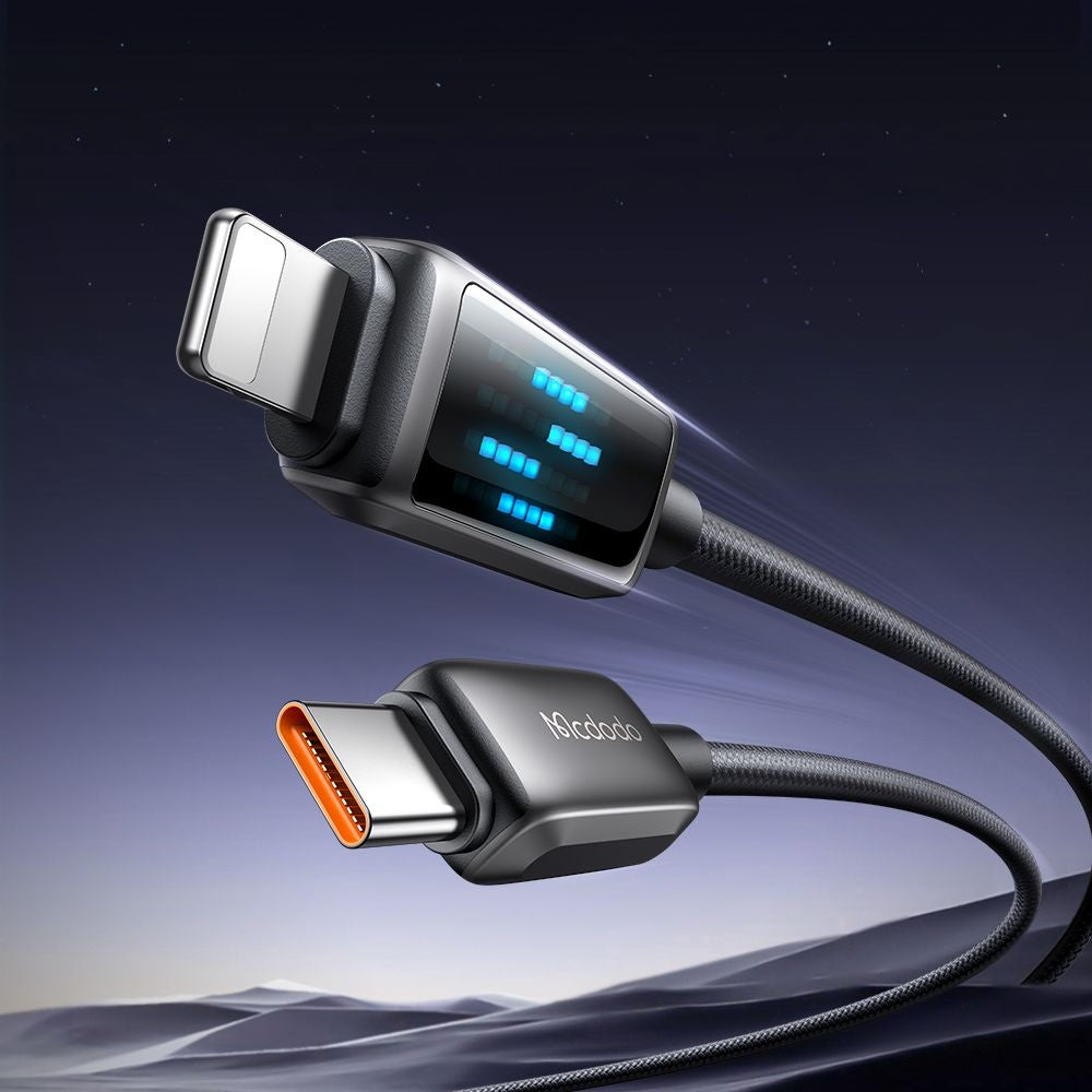USB-C - Lightning McDodo CA-2630 Display -data- ja latauskaapeli, 36W, 1.2m, Musta