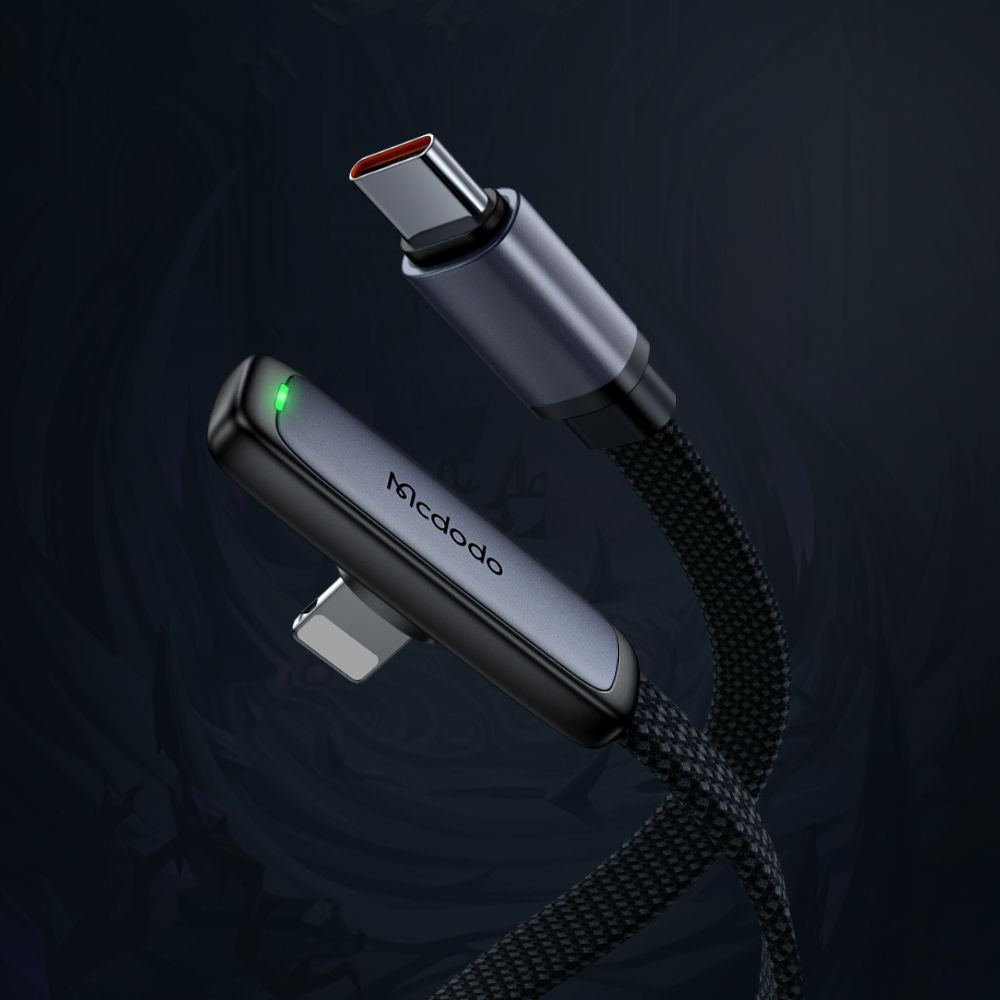 USB-C - Lightning McDodo CA-3350 Angled -data- ja latauskaapeli, 36W, 1.2m, Musta