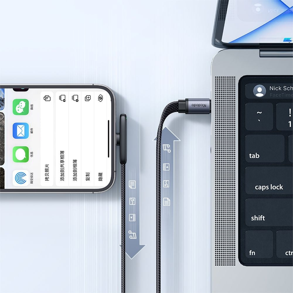 USB-C - Lightning McDodo CA-3350 Angled -data- ja latauskaapeli, 36W, 1.2m, Musta
