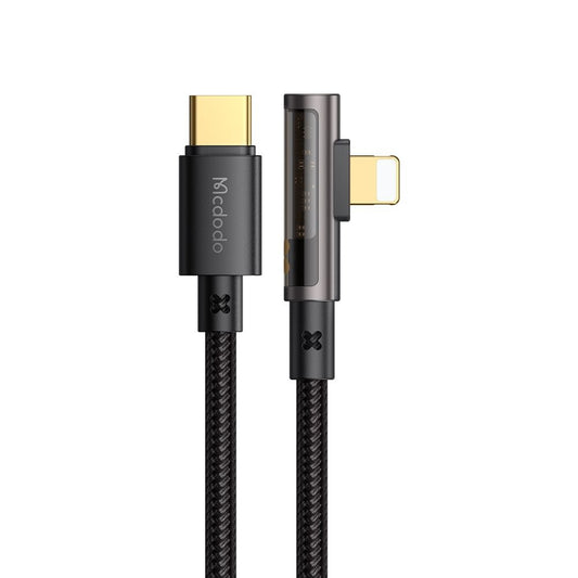 USB-C - Lightning McDodo CA-3390 Angled -data- ja latauskaapeli, 36W, 1.2m, Musta