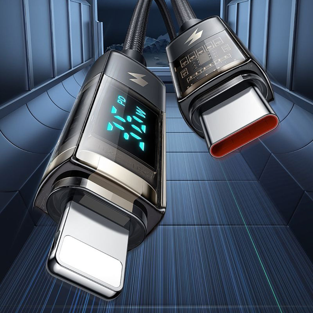 USB-C - Lightning McDodo CA-3600 Data ja Latauskaapeli, Auto Power Off -näyttö, 36W, 1.2m, Musta