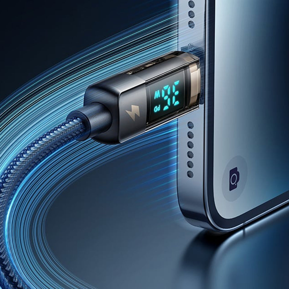 USB-C - Lightning McDodo CA-3600 Data ja Latauskaapeli, Auto Power Off -näyttö, 36W, 1.2m, Musta