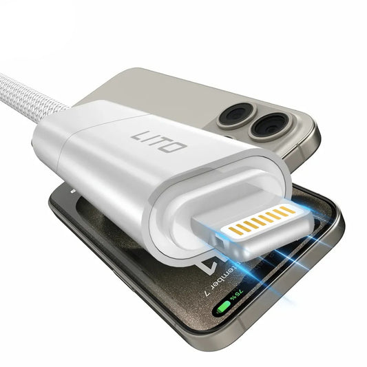 USB-C / USB-A - USB-C / Lightning Lito LD21 -data- ja latauskaapeli, 100W, 1m, Valkoinen