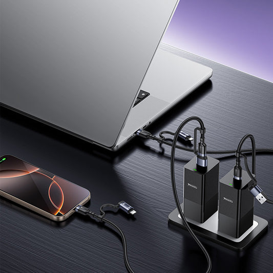 USB-C / USB-A - USB-C / Lightning Tietojen ja latauksen kaapeli Yesido CA200, 60W, 1,2m, Musta