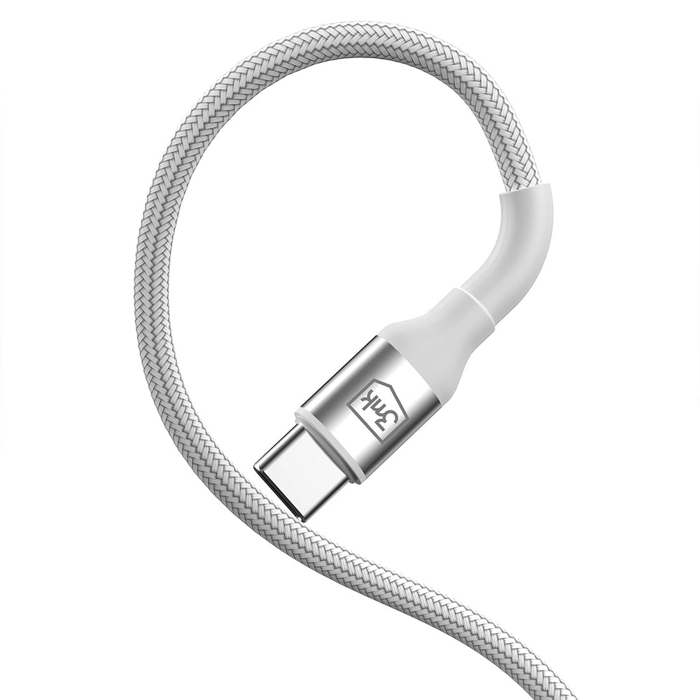 USB-C - USB-C 3MK Hyper N -data- ja latauskaapeli, 60W, 1m, Valkoinen