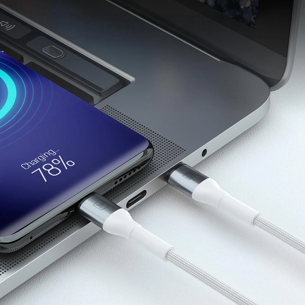 USB-C - USB-C 3MK Hyper N -data- ja latauskaapeli, 60W, 1m, Valkoinen