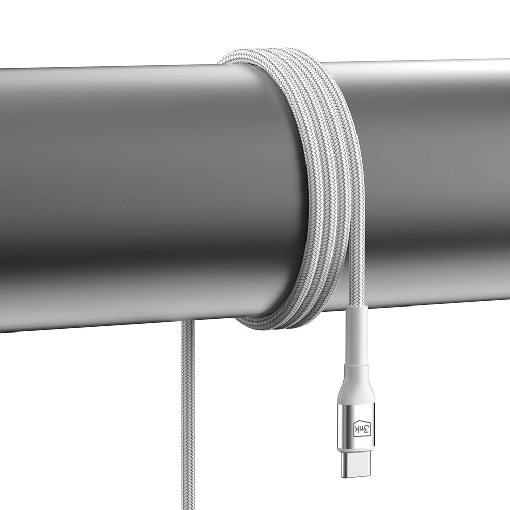 USB-C - USB-C 3MK Hyper N -data- ja latauskaapeli, 60W, 1m, Valkoinen