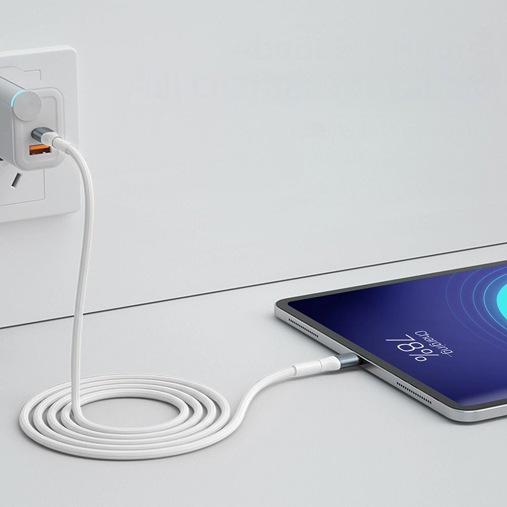 USB-C - USB-C 3MK Hyper N -data- ja latauskaapeli, 60W, 1m, Valkoinen