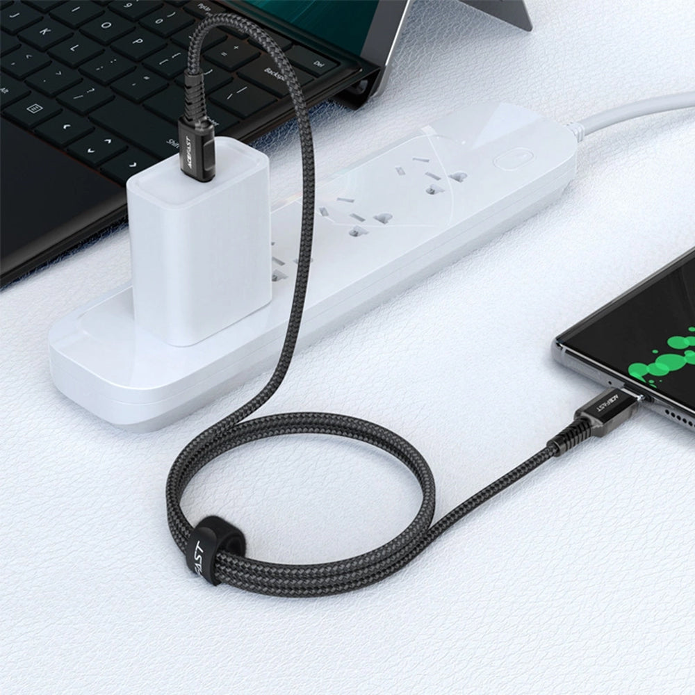 USB-C - USB-C Acefast C1-03 Data- ja Latauskaapeli, 60W, 1.2m, Musta