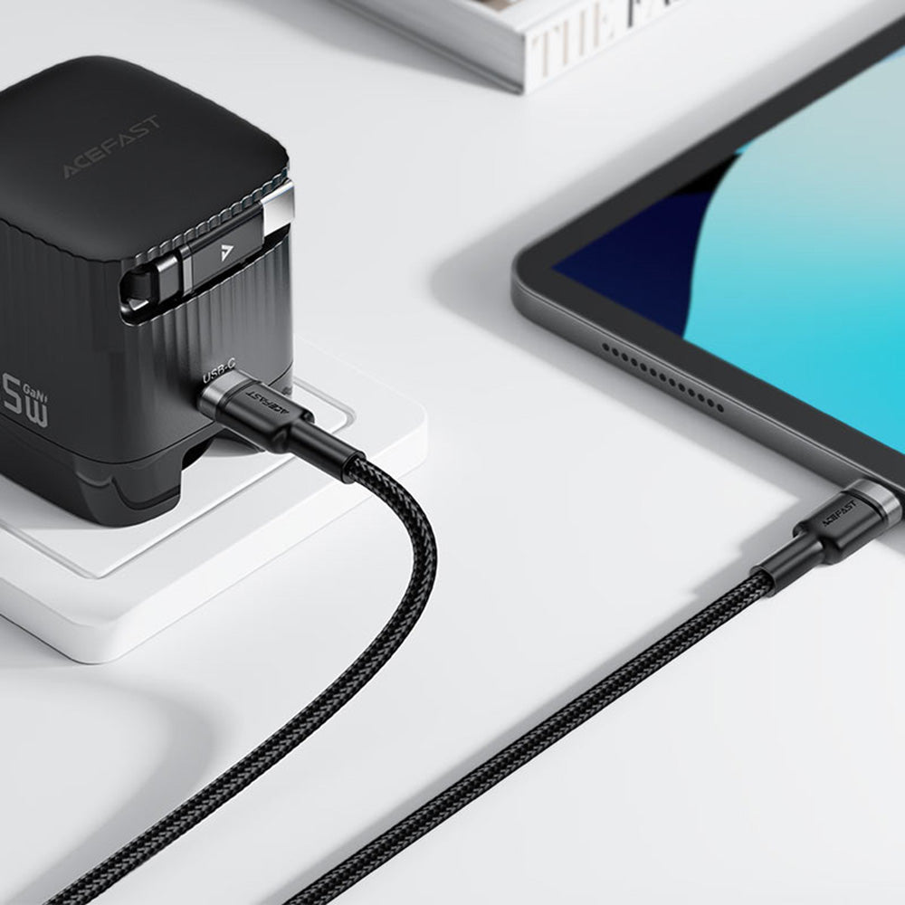 USB-C Data- ja Latauskaapeli - 2 x USB-C Acefast C22-02, 100W, 1.25m, Musta