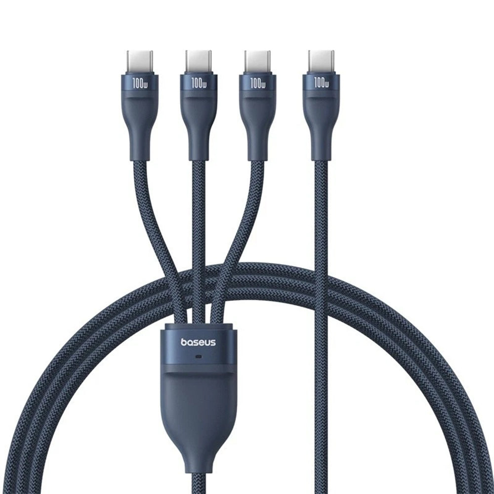 USB-C-latauskaapeli - 3 x USB-C Baseus Flash Series III 3in1, 100W, 1.5m, Sininen P10377503321-00