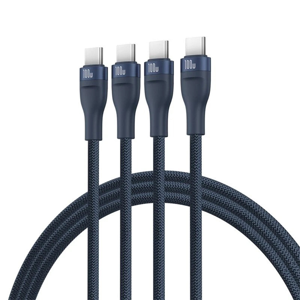 USB-C-latauskaapeli - 3 x USB-C Baseus Flash Series III 3in1, 100W, 1.5m, Sininen P10377503321-00