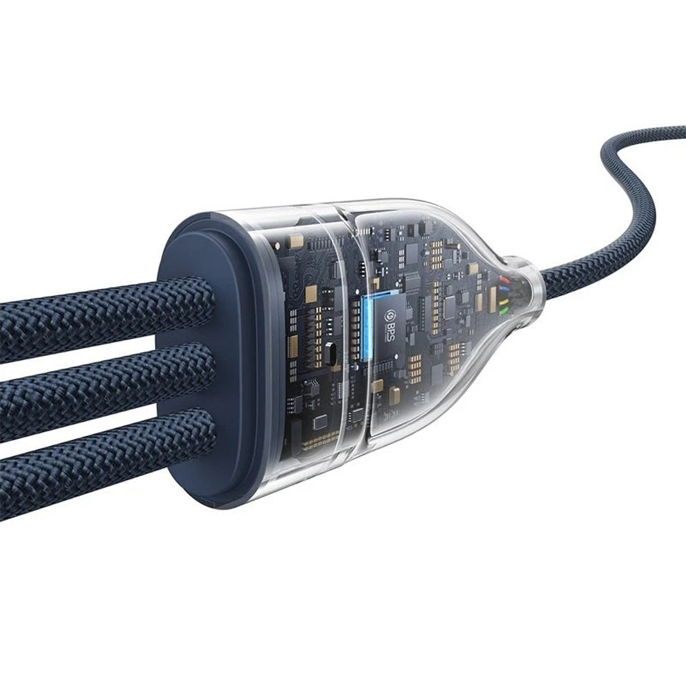 USB-C-latauskaapeli - 3 x USB-C Baseus Flash Series III 3in1, 100W, 1.5m, Sininen P10377503321-00