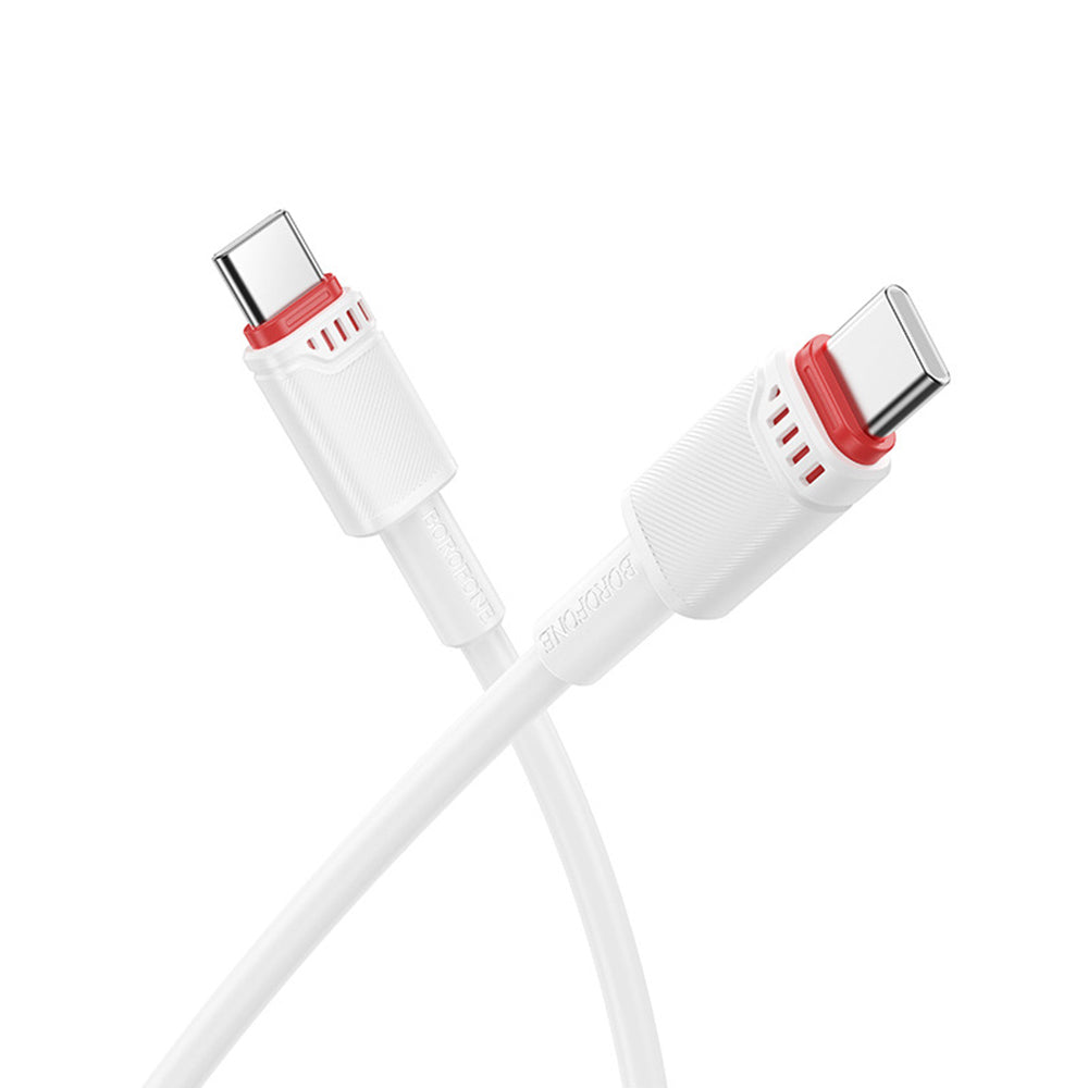 USB-C - USB-C Borofone BX110 Beneficio -data- ja latauskaapeli, 60W, 1m, Valkoinen