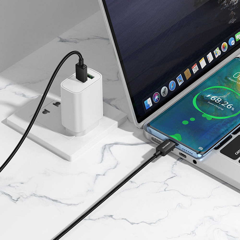 USB-C - USB-C Borofone BX120 Placer -data- ja latauskaapeli, 60W, 1m, Musta