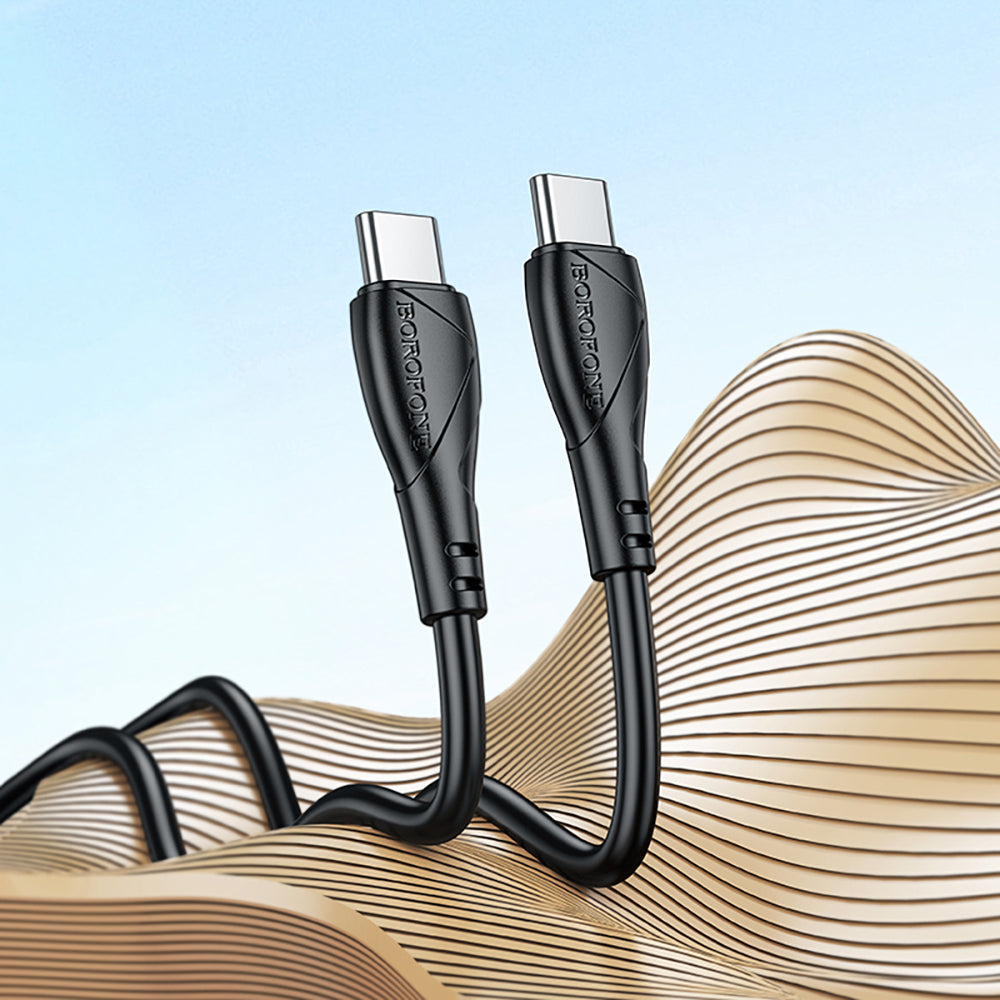 USB-C - USB-C Borofone BX121 Energy -data- ja latauskaapeli, 60W, 1m, Musta