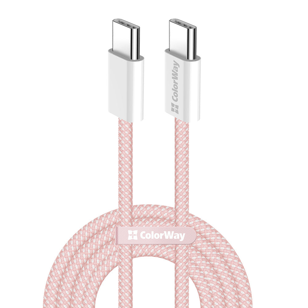 USB-C - USB-C -data- ja latauskaapeli ColorWay CW-CBPDCC061, 60W, 1m, Pinkki