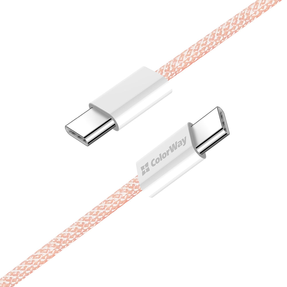 USB-C - USB-C -data- ja latauskaapeli ColorWay CW-CBPDCC061, 60W, 1m, Pinkki