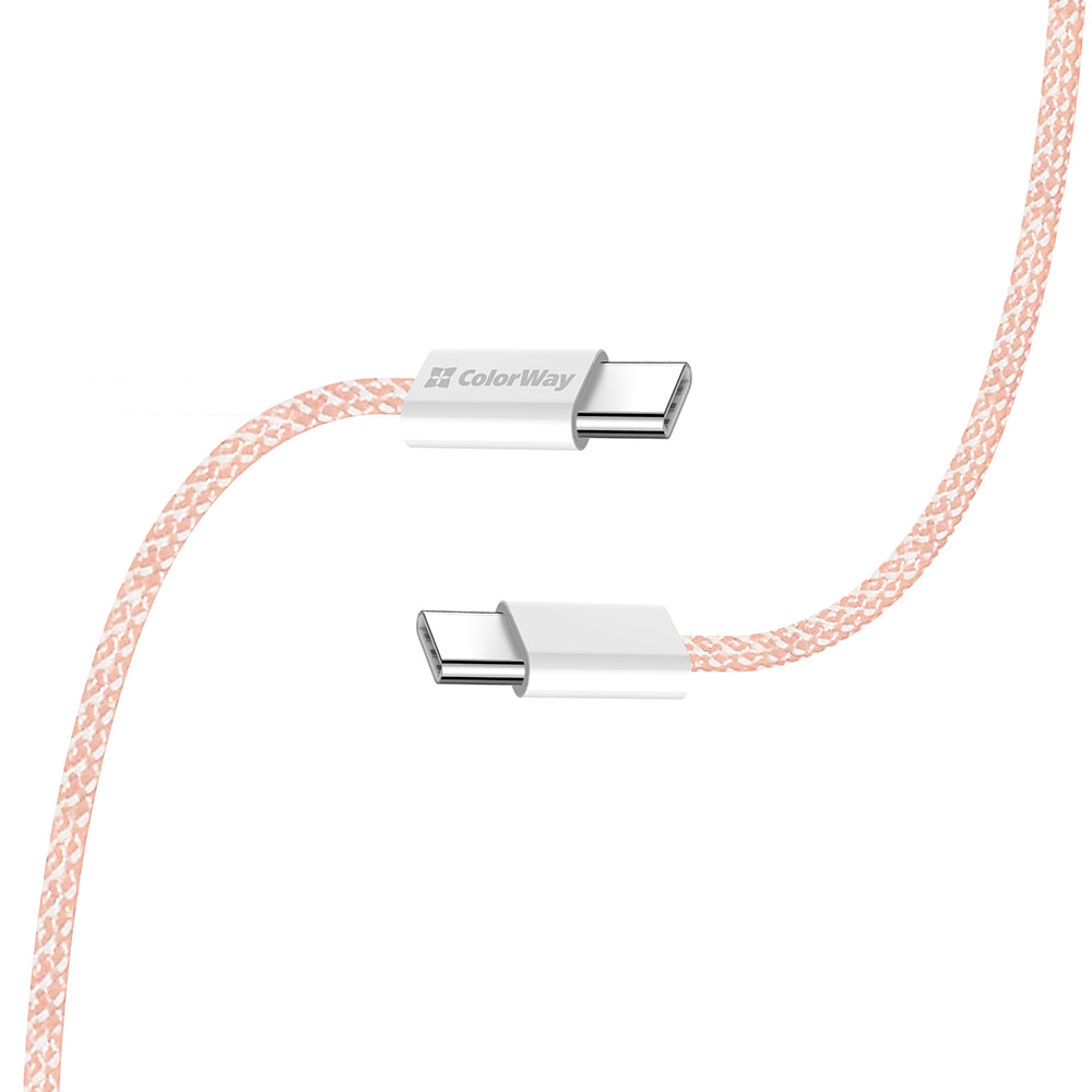 USB-C - USB-C -data- ja latauskaapeli ColorWay CW-CBPDCC061, 60W, 1m, Pinkki