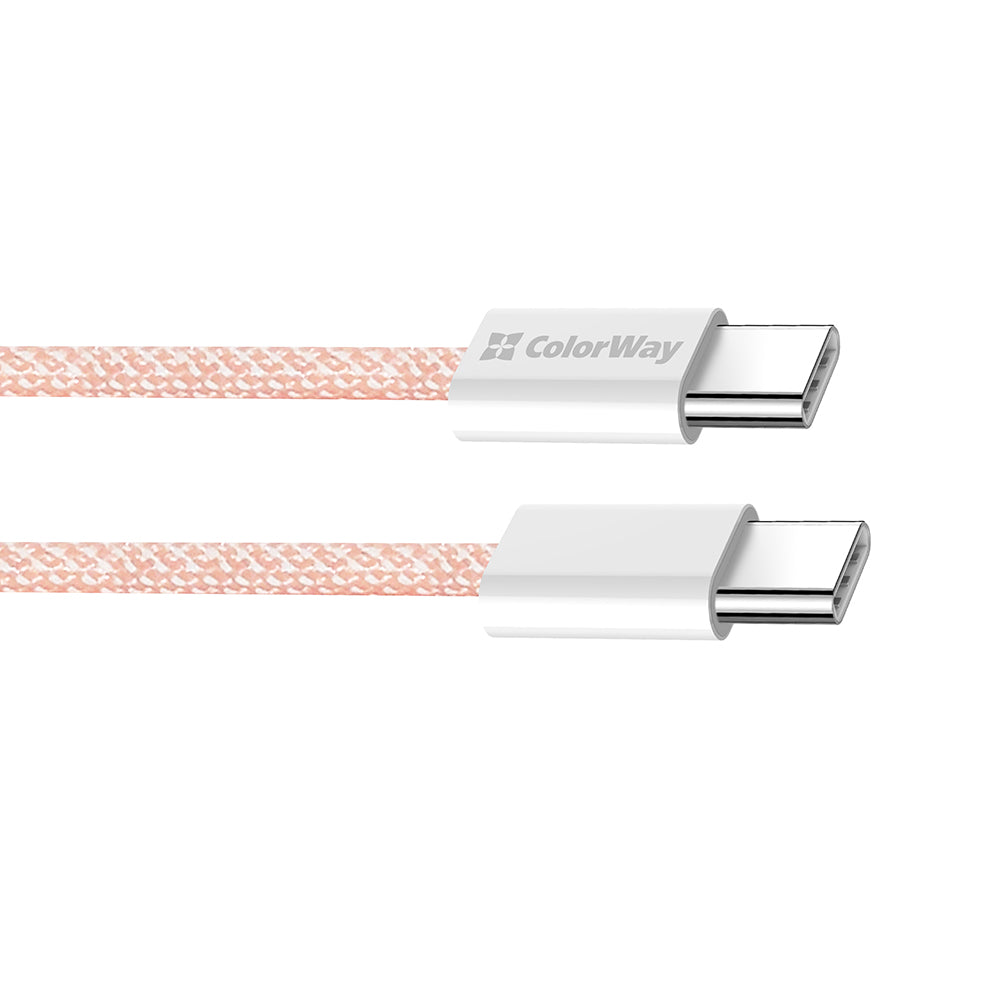 USB-C - USB-C -data- ja latauskaapeli ColorWay CW-CBPDCC061, 60W, 1m, Pinkki