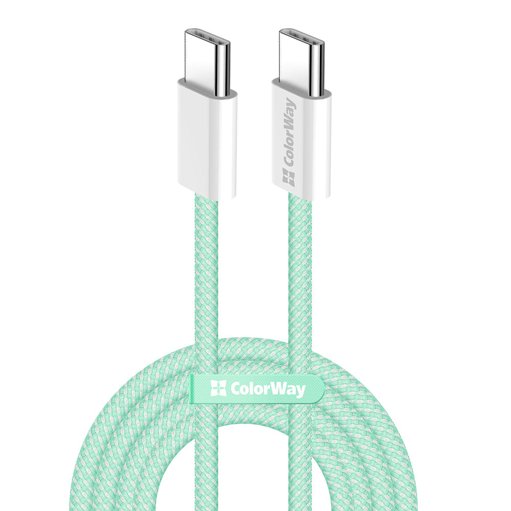 USB-C - USB-C -data- ja latauskaapeli ColorWay CW-CBPDCC061, 60W, 1m, Vihreä