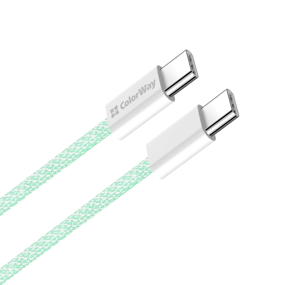 USB-C - USB-C -data- ja latauskaapeli ColorWay CW-CBPDCC061, 60W, 1m, Vihreä