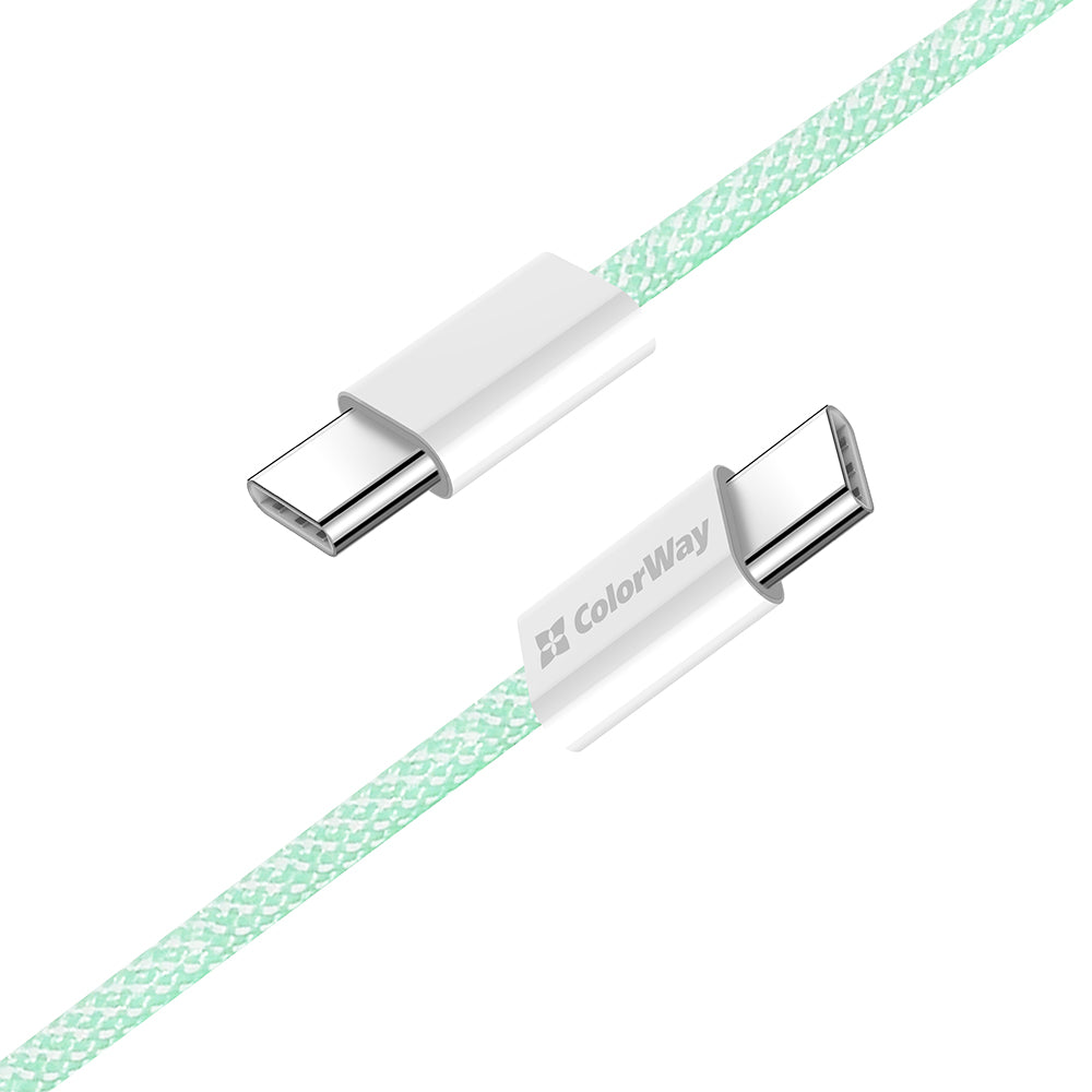USB-C - USB-C -data- ja latauskaapeli ColorWay CW-CBPDCC061, 60W, 1m, Vihreä