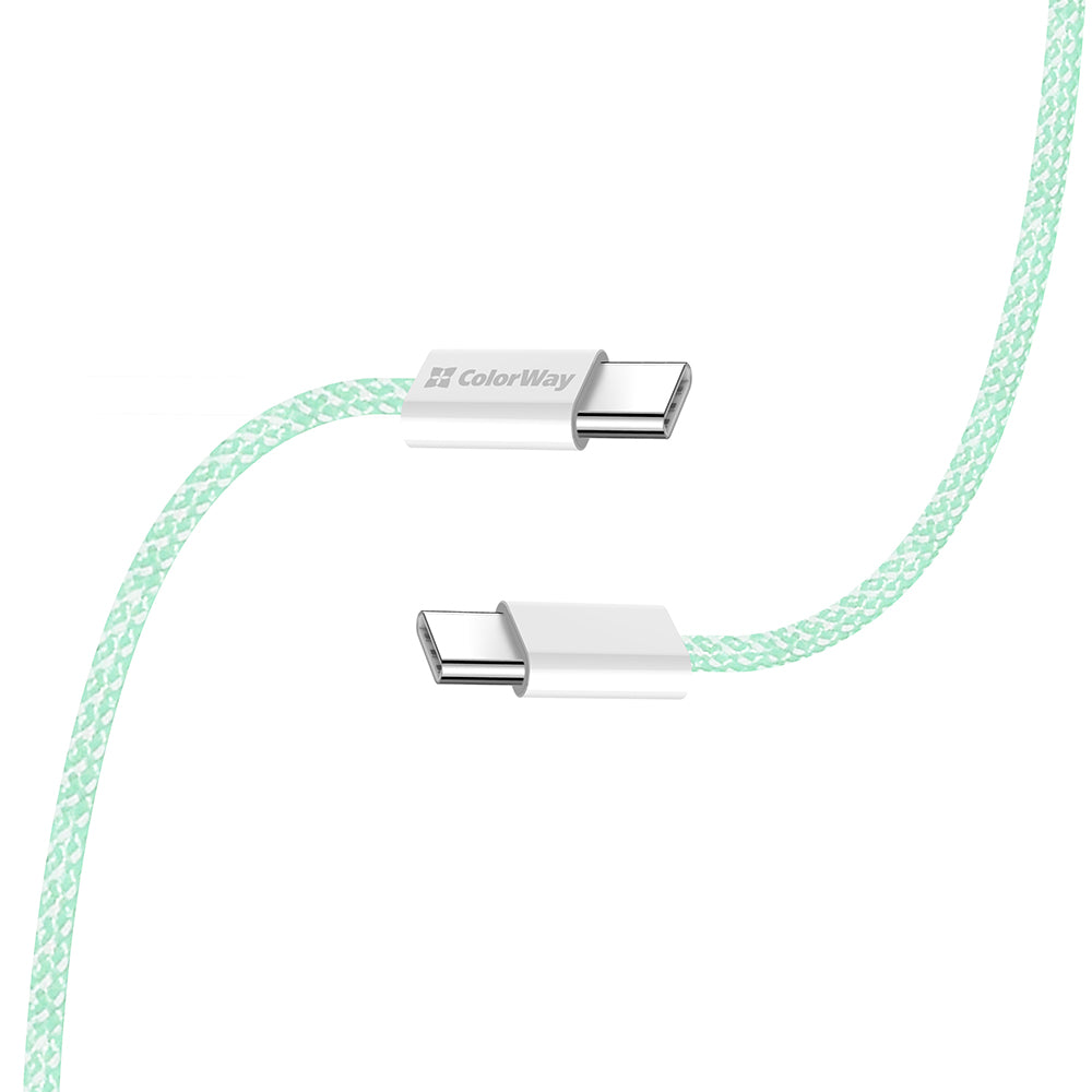 USB-C - USB-C -data- ja latauskaapeli ColorWay CW-CBPDCC061, 60W, 1m, Vihreä