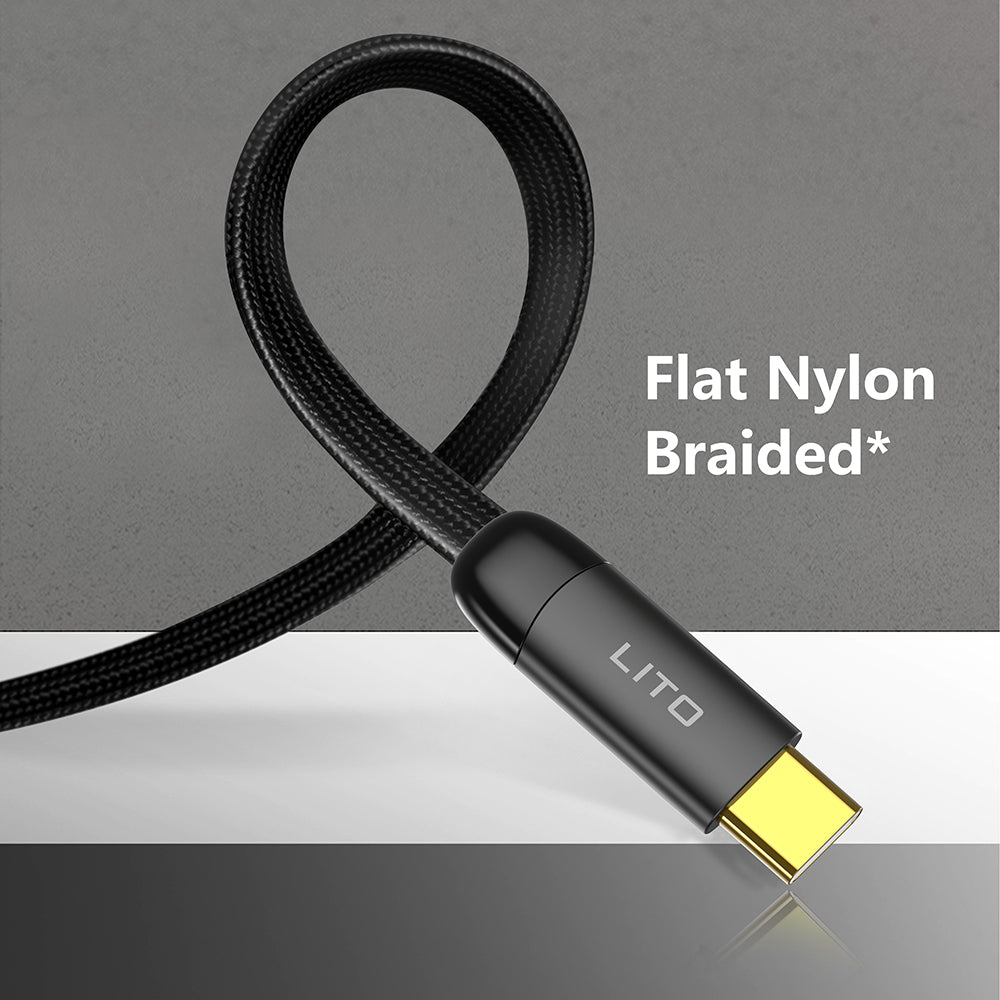 USB-C - USB-C Lito LD11CC data- ja latauskaapeli, 60W, 1m, Musta