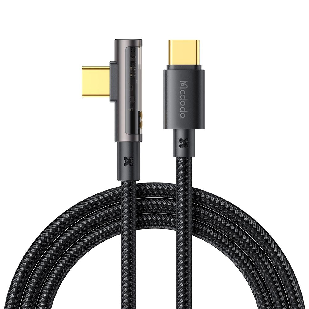 USB-C - USB-C McDodo CA-3400 Angled -data- ja latauskaapeli, 100W, 1.2m, Musta