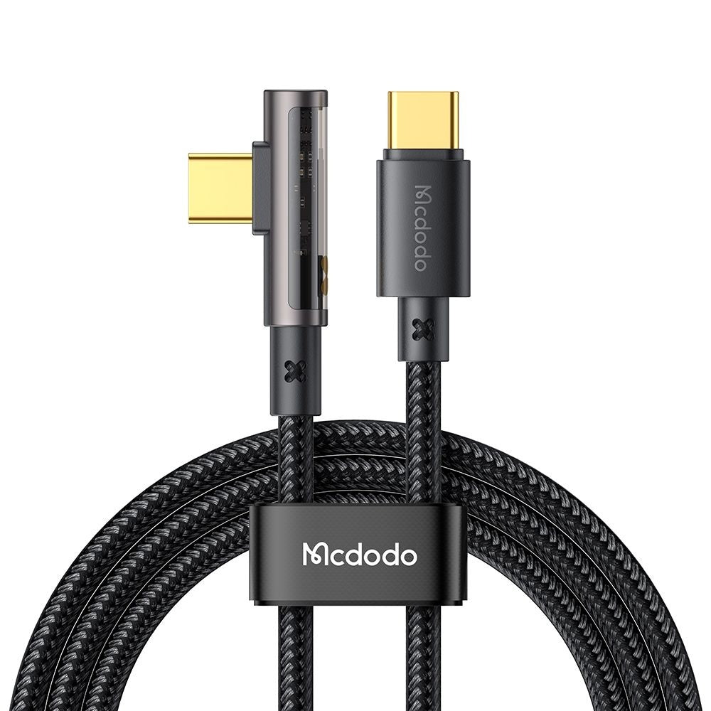 USB-C - USB-C McDodo CA-3400 Angled -data- ja latauskaapeli, 100W, 1.2m, Musta