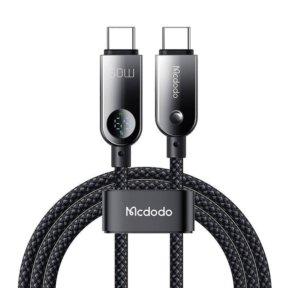 USB-C - USB-C McDodo CA-4780 Display -data- ja latauskaapeli, 60W, 1.2m, Musta