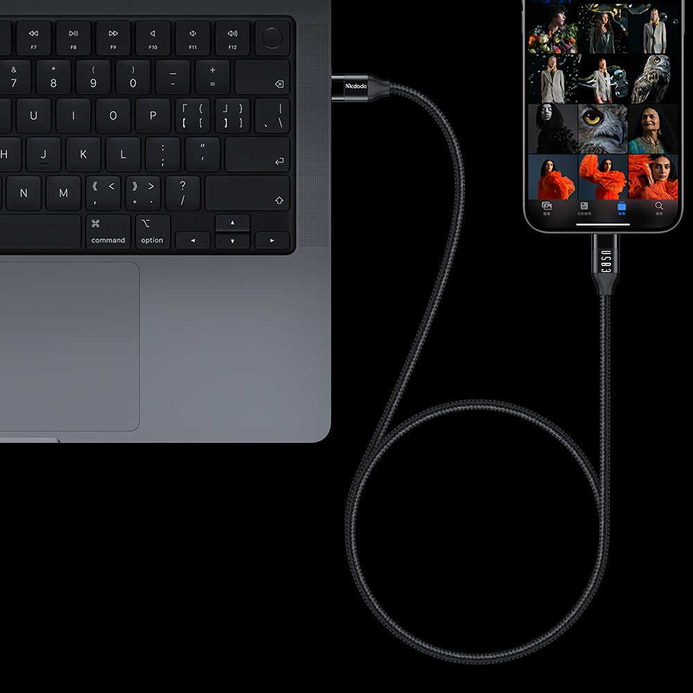 USB-C - USB-C McDodo CA-7132 -data- ja latauskaapeli, 100W, 1.2m, Musta