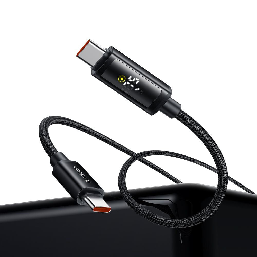 USB-C - USB-C McDodo CA-8000 Display -data- ja latauskaapeli, 100W, 1.2m, Musta