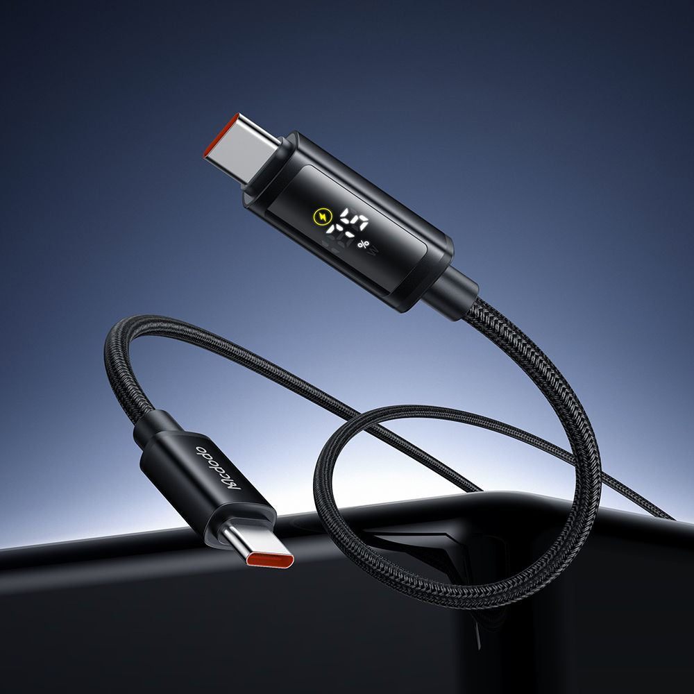 USB-C - USB-C McDodo CA-8000 Display -data- ja latauskaapeli, 100W, 1.2m, Musta