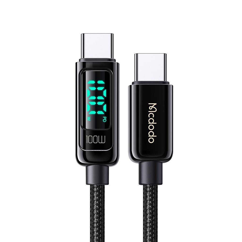 USB-C - USB-C McDodo CA-8820 Display -data- ja latauskaapeli, 100W, 1.2m, Musta